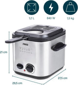 Mini friggitrice per fonduta Princess 182611 - Riscaldamento rapido - Filtro antiodore - Capacità 1,2 litri, Argento Elettrodomestici Naty Shop