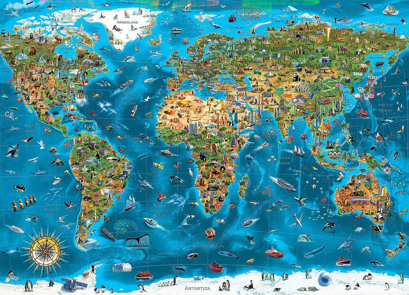 Educa - Meraviglia del mondo, puzzle 12000 pezzi adulti e bambini dai 14 anni, mappa del mondo (19057) Puzzle Naty Shop