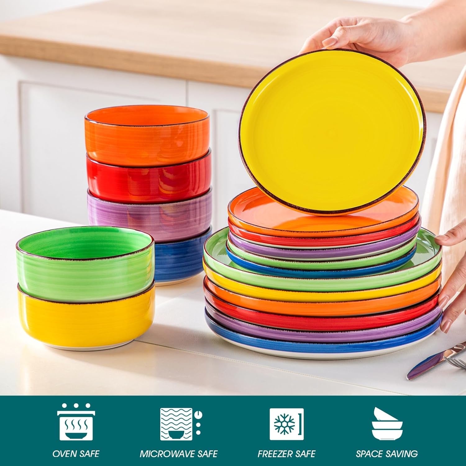Servizio Piatti 6 Persone Vancasso Bonita Servizio Piatti In Gres 18 Pezzi Set Ciotole E Piatti Servizio Rotondo Combinazione Di 6 Piatti Piani Piatti Da Insalata E Ciotole Ciascuno
