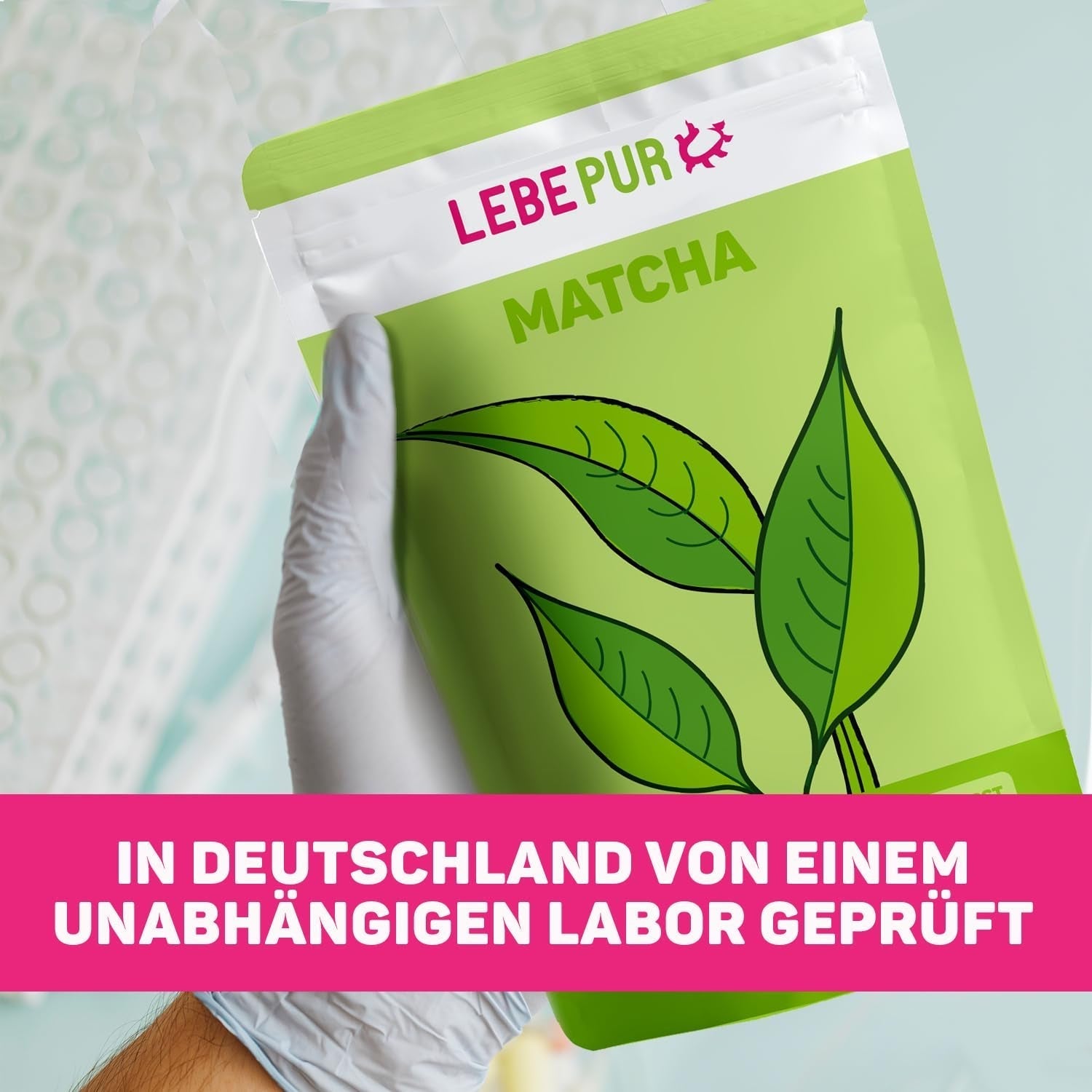 Lebepur BIO Matcha in polvere 100G - Qualità Premium dal Giappone senza additivi - Polvere di tè verde pura al 100% per Matcha Latte, Tè Matcha, Tè verde, Frullati - Tè verde giapponese