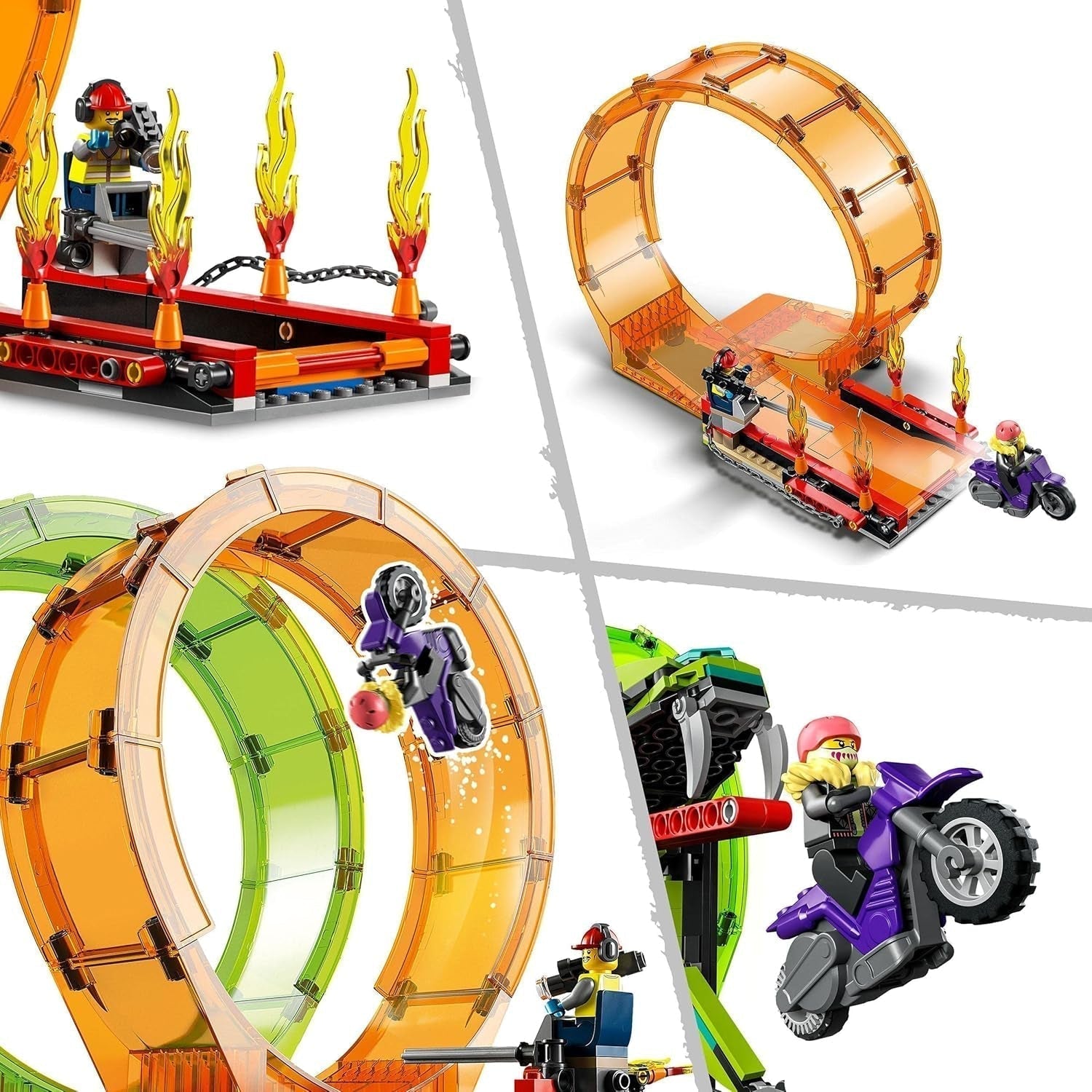 LEGO City Stuntz Spettacolo acrobatico, set a doppio looping, 60339, incl. rampa, monster truck, motocicletta 2X e 7 minifigure, giocattolo per bambini dai 7 anni in su Set da costruzione Besuche den LEGO-Store