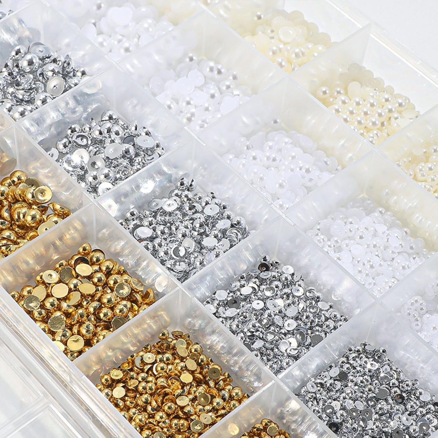 GZMAYUEN 920 pezzi perle per unghie con retro piatto oro argento per unghie, perle per unghie beige bianco Halbrunde, piccole perle con retro piatto Halbrunde per decorazioni per nail art fai da te