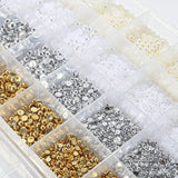 GZMAYUEN 920 pezzi perle per unghie con retro piatto oro argento per unghie, perle per unghie beige bianco Halbrunde, piccole perle con retro piatto Halbrunde per decorazioni per nail art fai da te
