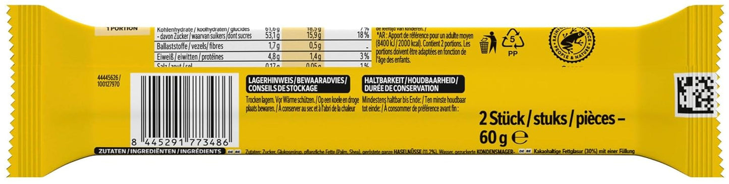 Tavolette di cioccolato NESTLÉ 2Pack, i classici con nocciole intere e caramello ricoperti di cioccolato al latte, confezione da 24 (24 x 2 x 30g)