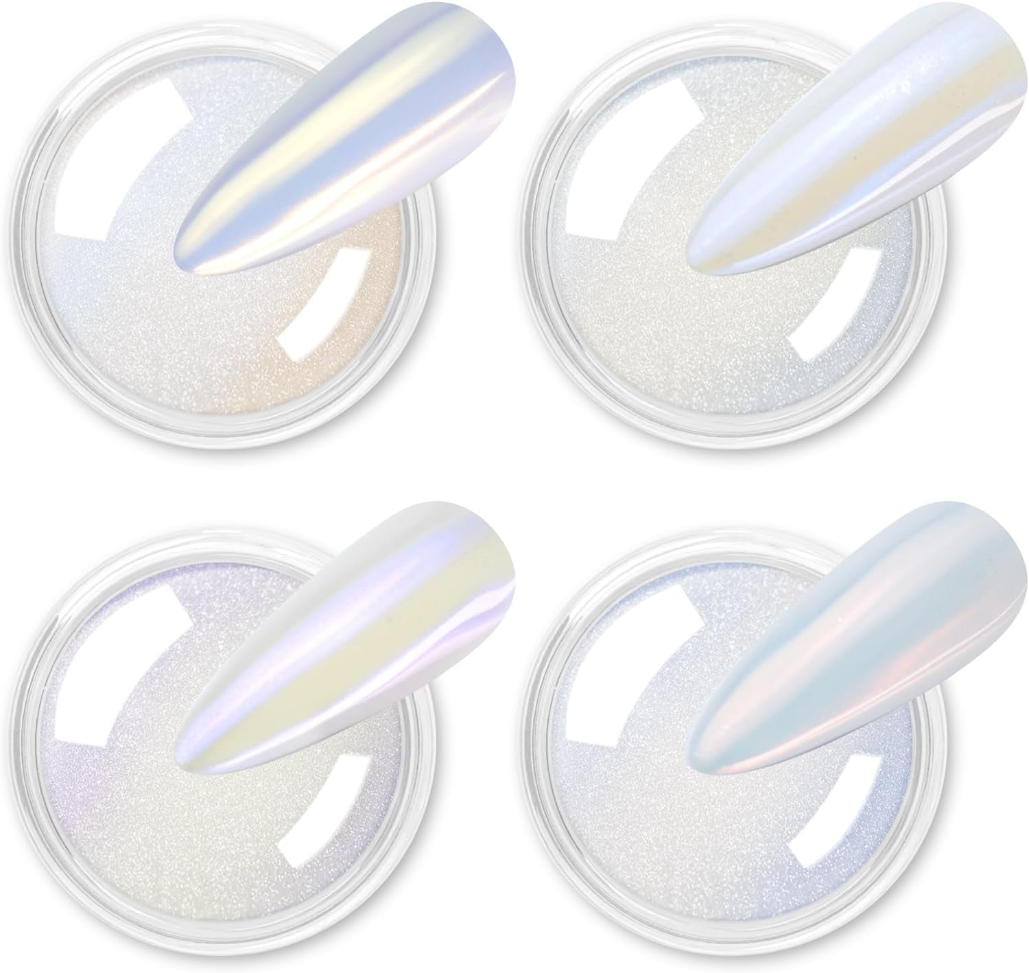 Chrom Nagel Pulver 4 colori irisierendes Aurora Pulver Metallic Spiegel Effekt Pigment Pearlescent Meerjungfrau Glitter Einhorn Glitter per smalto gel Nail Art Dekoration-Purpurgrüner Jadeit