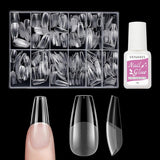 Unghie finte corte Ballerina 500 pezzi Colla su 12 misure Unghie artificiali Punte per unghie corte in gel morbido con copertura completa per unghie in gel Corte S