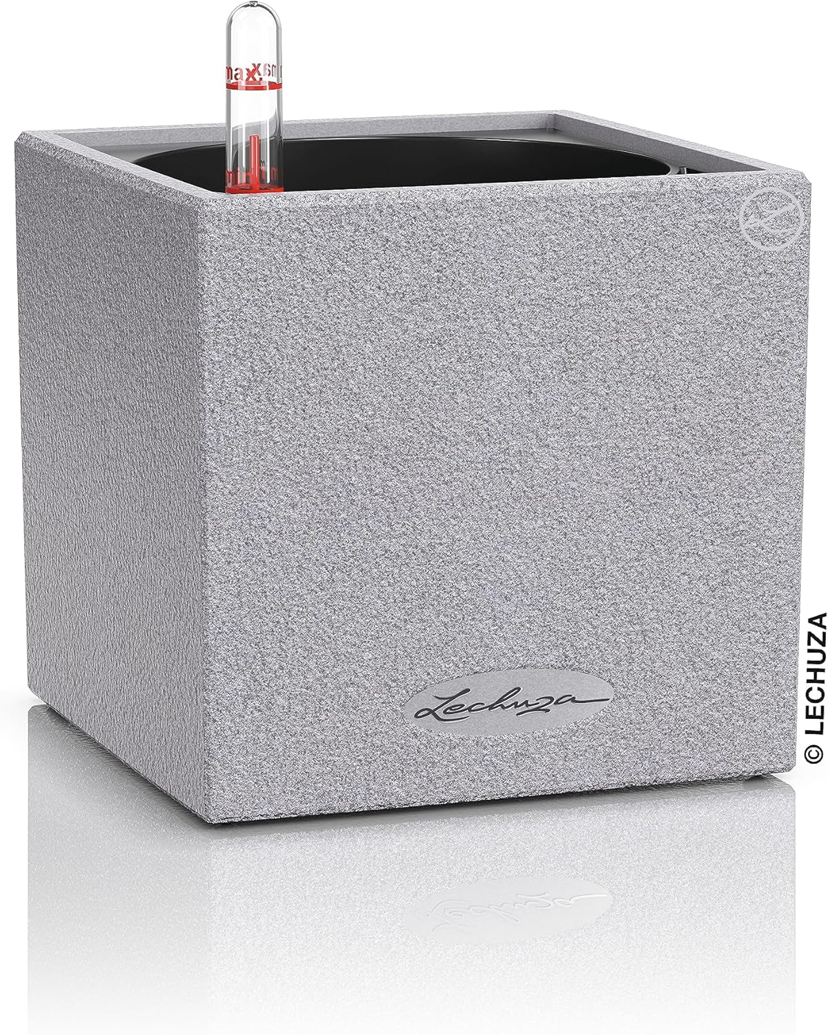 Cubo per erbe aromatiche di alta qualità LECHUZA CANTO Stone 14 con sistema di irrigazione a bastoncino, grigio pietra