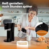 Caffettiera Clatronic® con thermos | per 8-10 tazze di caffè | senza perdita di temperatura | caffettiera con filtro | 1 litro | Espresso | Caffettiera a filtro con thermos | KA 3327 nero