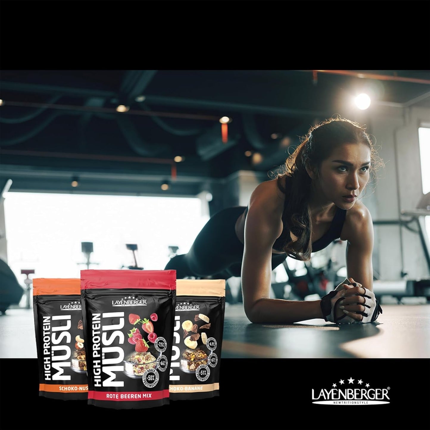 Layenberger Muesli ad alto contenuto proteico 3K, 50% Eiweiß e 18% Kohlenidrato - Confezione singola (1X 390 G) - Schoko-Nuss Cereale Naty Shop