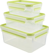 Emsa 515585 Clip per alimenti e chiusura | Set da 3 pezzi | plastica | trasparente/verde | 0,55 / 1 / 2,2 litri Contenitori per alimenti Naty Shop Verde 0,55 L+1,00 L+ 2,20 L