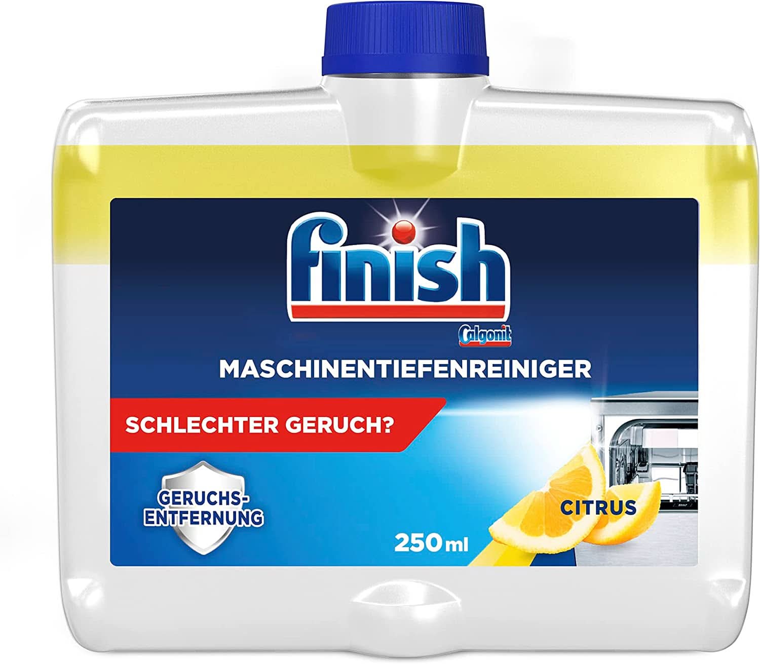 Finish Deep Machine Cleaner Citrus - detergente liquido per macchine contro calcare e grasso per una lavastoviglie pulita - confezione economica Naty Shop 250 ml Singola