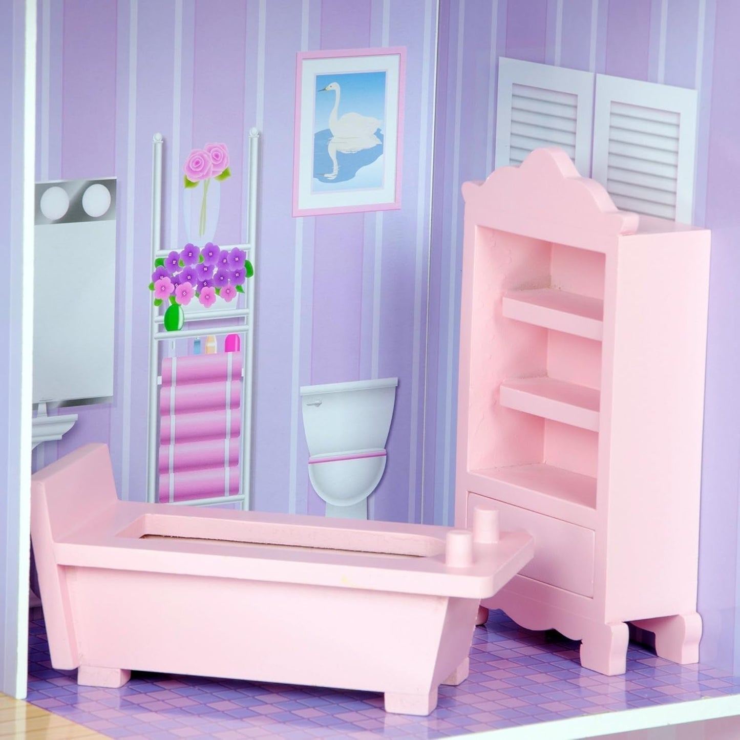 Casa delle bambole gigante Small World di Olivia, grande casa delle bambole in legno con mobili e accessori, casa delle bambole a 3 piani per bambini, casa delle bambole per bambole da 12 pollici, 3 anni + Naty Shop Dollhouses