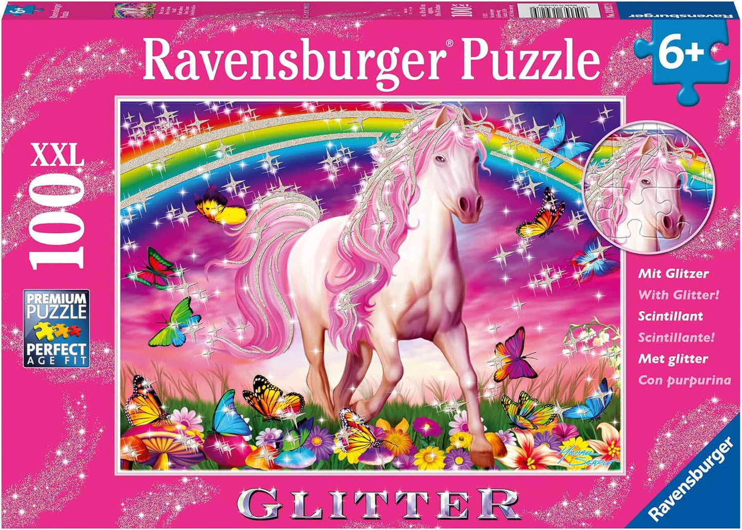 Puzzle per bambini Ravensburger - 13927 Horse Dream - Puzzle con cavalli per bambini dai 6 anni in su, Con 100 pezzi in formato XXL, Con glitter Puzzle Naty Shop Single