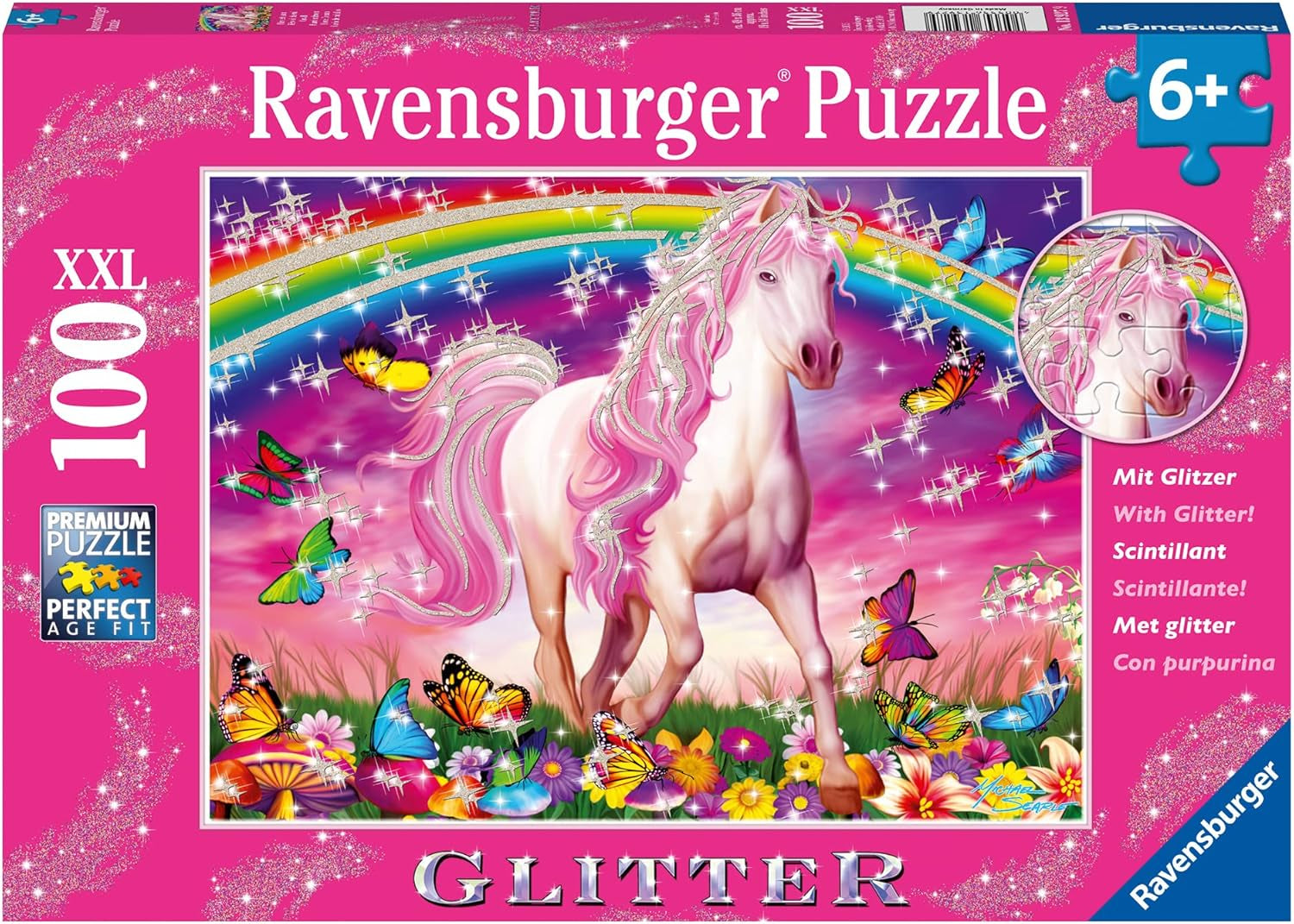 Puzzle per bambini Ravensburger - 13927 Horse Dream - Puzzle con cavalli per bambini dai 6 anni in su, Con 100 pezzi in formato XXL, Con glitter Puzzle Naty Shop Single