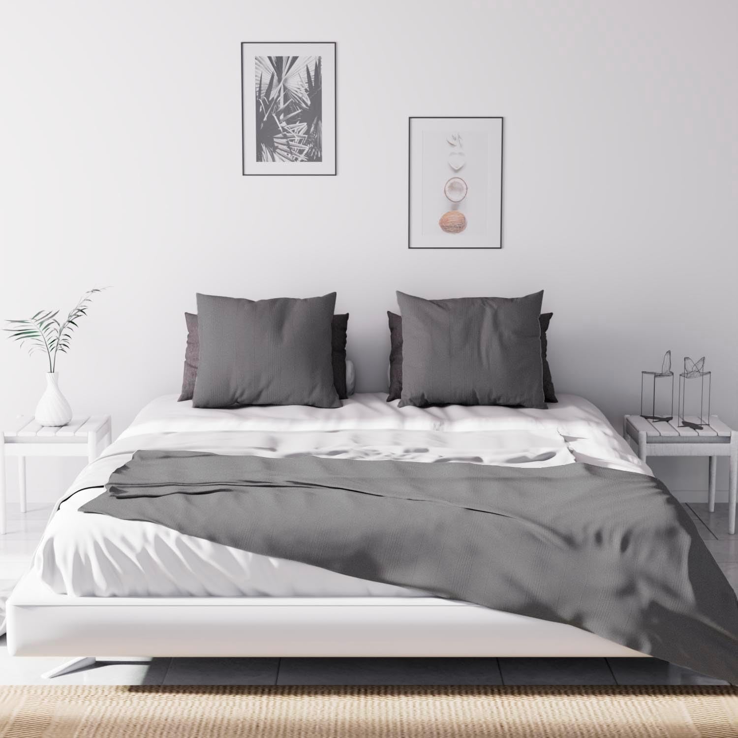 Soleil D'Ocre Adele, Copripiumino Zigzag, Copridivano, Polycoton, Grigio, 220 X 240 Cm Piumini e trapunte Naty Shop