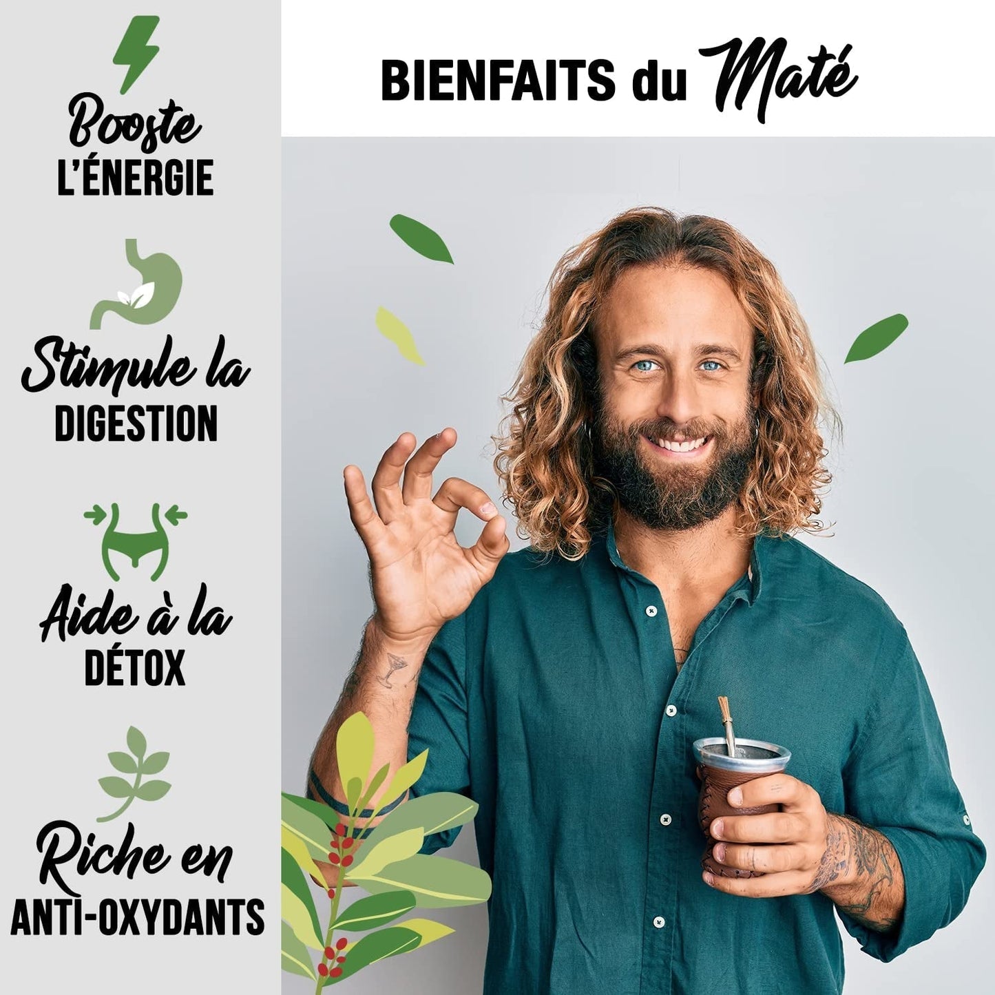 ORIGEENS BIO YERBA MATE TEA 200G - L'originale I Bio Yerba Mate non tostato, foglie, senza gambi, polvere e briciole I Bevanda energizzante e disintossicante