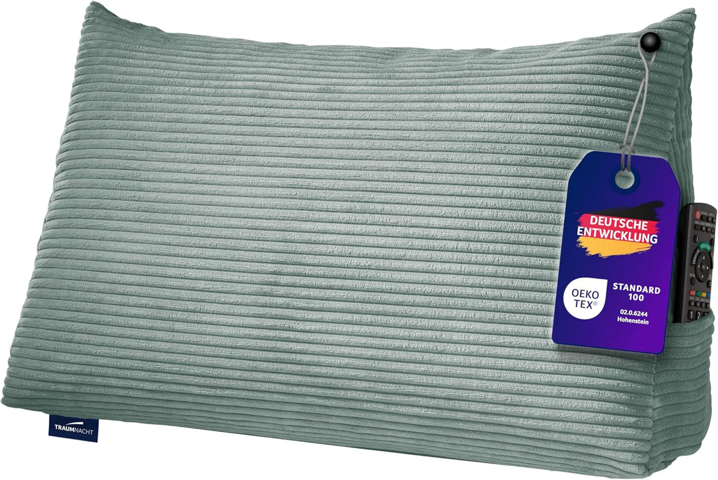 Cuscino da lettura Traumnacht Cozy Back Cushion, 70 x 40 cm grigio scuro, rivestimento sfoderabile e lavabile in 100% poliestere, pratica tasca laterale, certificato Oeko-Tex, prodotto secondo gli standard di qualità tedeschi