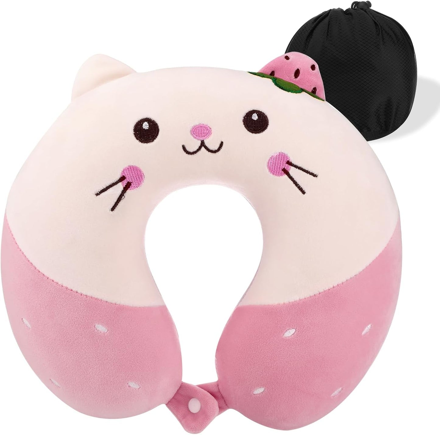 Litimkat Cuscino per Collo per Bambini Cuscino per Collo Portatile,Cuscino da Viaggio,Cuscino in Memory Foam a Forma di U da Viaggio Aereo Auto Treno Ufficio Casa Simpatico Animale Modello Fodera per Cuscino Staccabile (Rosa) Cuscini Ortopedici Cervicali Naty Shop Rosa