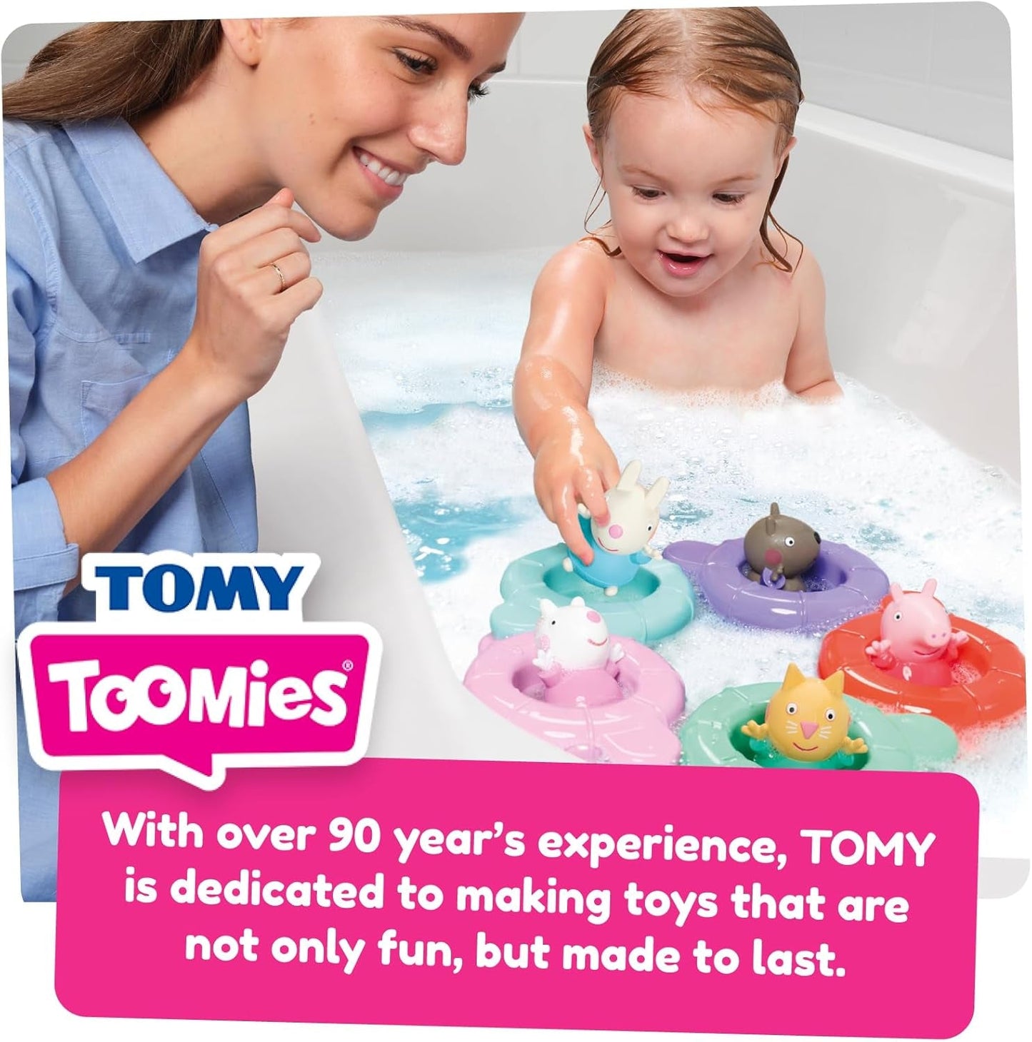 Tomy Toomies Peppa's Pool Party - 5 tazze con anello di collegamento con 5 giocattoli per bambini Peppa Pig & Friends Water Squirter - giocattoli da bagno +18 mesi - Giochi da bagno per bambini e giochi da piscina Bebe Toys Naty Shop