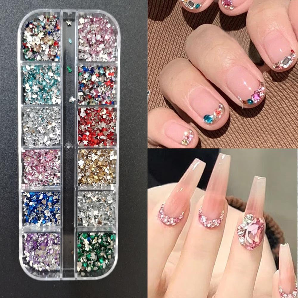 2000 pezzi Bunte Strasssteine ​​​​Nägel Glitzersteine ​​​​Ciondoli per unghie Nail art Edelsteine ​​​​Nagel Steine ​​​​Glitzer Steine ​​​​Nagel Charms Nägel Zubehör Kristalle Diamant Nageldesign Strass Nail Art Strass Nail Gems