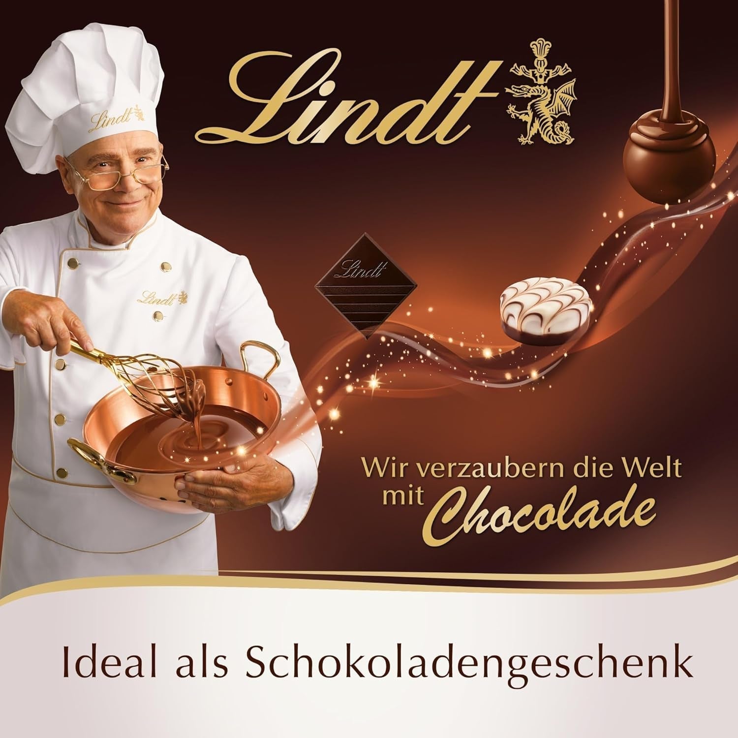 Lindt Schokolade - Palline da golf | 110G| Tre palline da golf Aus Lindt Vollmilch-Schokolade Mit Nougatcremefüllung und Waffelstückchen | Pralinengeschenk | Regalo per golfista | Schokoladengeschenk Naty Shop