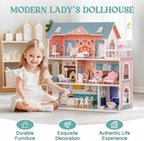 Casa delle bambole in legno con mobili e accessori Casetta da gioco per ragazze Sala giochi per bambini Giocattoli Case delle bambole Naty Shop