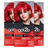 got2b Colour/Artist 097 Sirena Verde Livello 2 (3x 80ml), tintura temporanea per capelli che fa brillare i capelli in colori intensi o tonalità pastello, tintura per capelli dura 12-15 lavaggi, formula vegana Naty Shop Hair Dye 092 Red Lollipop
