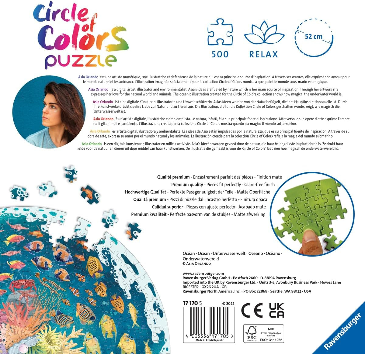 Ravensburger Puzzle 17170 Cerchio di colori - Puzzle Oceano e Sottomarino 500 pezzi Puzzle Naty Shop