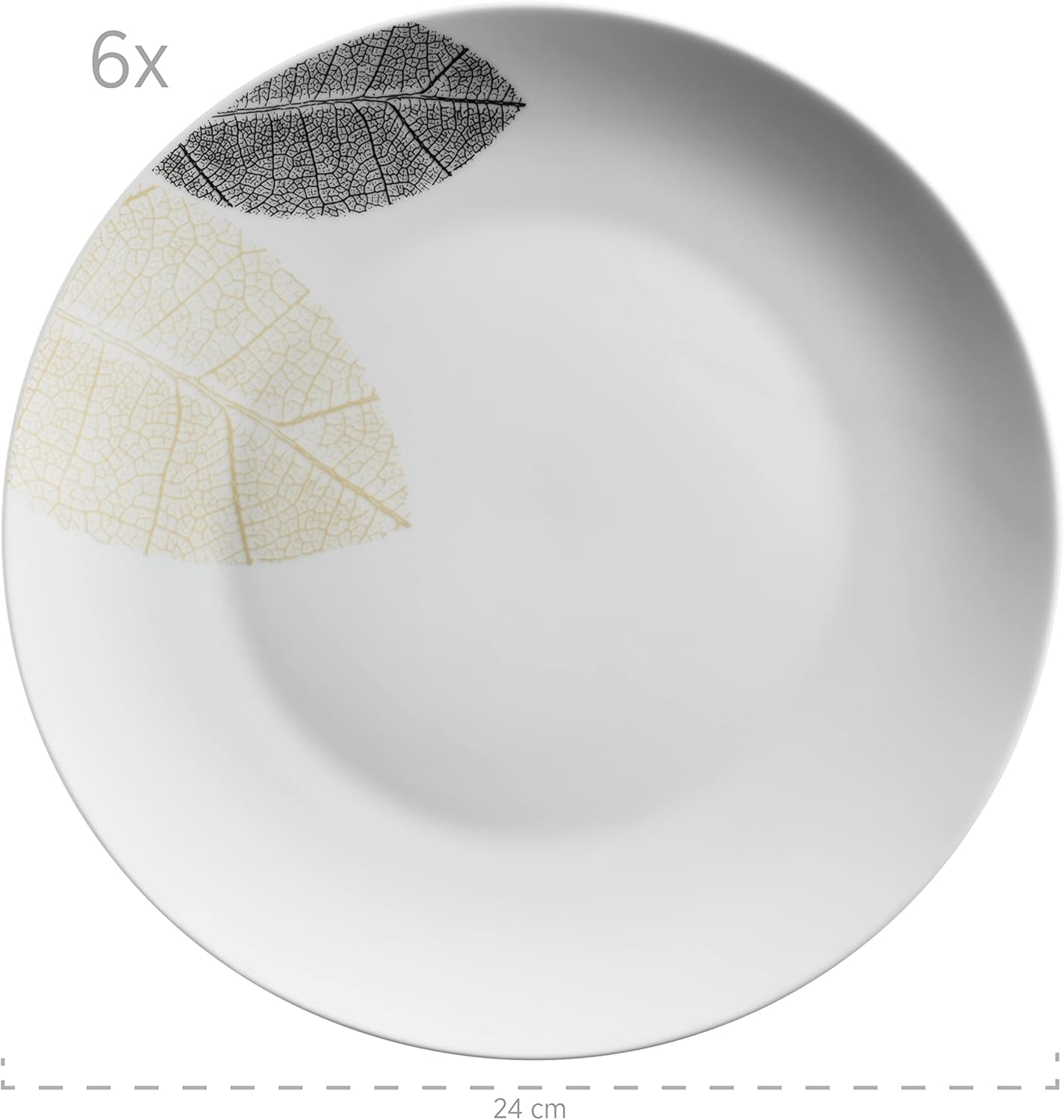 MÄSER 931215 Servizio da tavola splendidamente decorato per 6, servizio combinato 30 pezzi, con forme senza cornice, porcellana, bianco