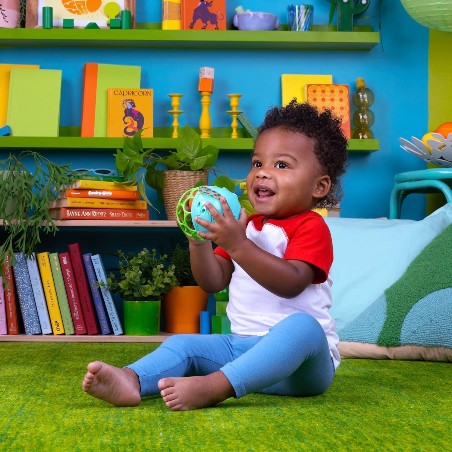 Bright Starts Giggle & Glow Campana che si illumina al buio Elefante giocattolo Oball facile da catturare Neonato+Giocattoli unisex per bambini Naty Shop