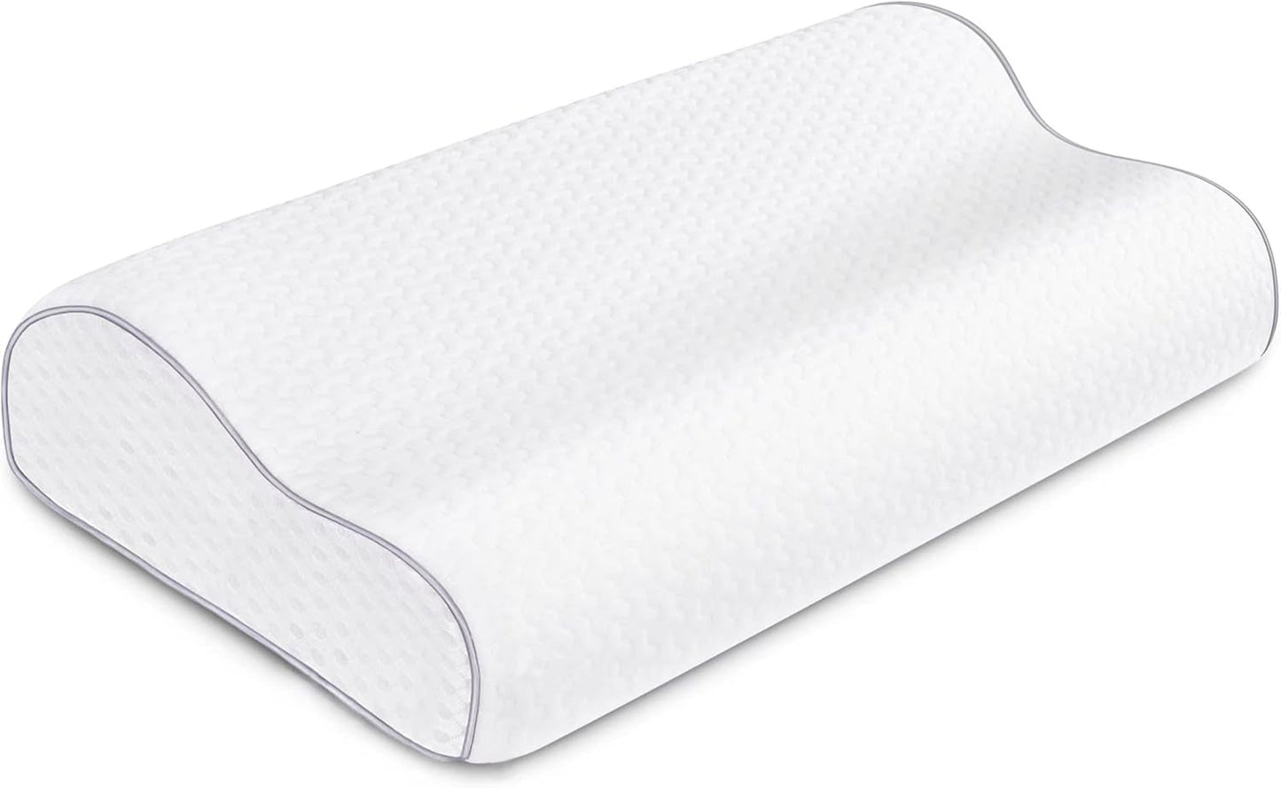 BDTFO Cuscino Memory Foam per Dolore al Collo Cuscino Ortopedico per Contorno Cervicale Supporto per Collo per Schiena Stomaco per chi dorme sul fianco con Copertura con Cerniera Lavabile e Traspirante Cuscini Ortopedici Cervicali Naty Shop Wave White