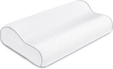 BDTFO Cuscino Memory Foam per Dolore al Collo Cuscino Ortopedico per Contorno Cervicale Supporto per Collo per Schiena Stomaco per chi dorme sul fianco con Copertura con Cerniera Lavabile e Traspirante Cuscini Ortopedici Cervicali Naty Shop Wave White