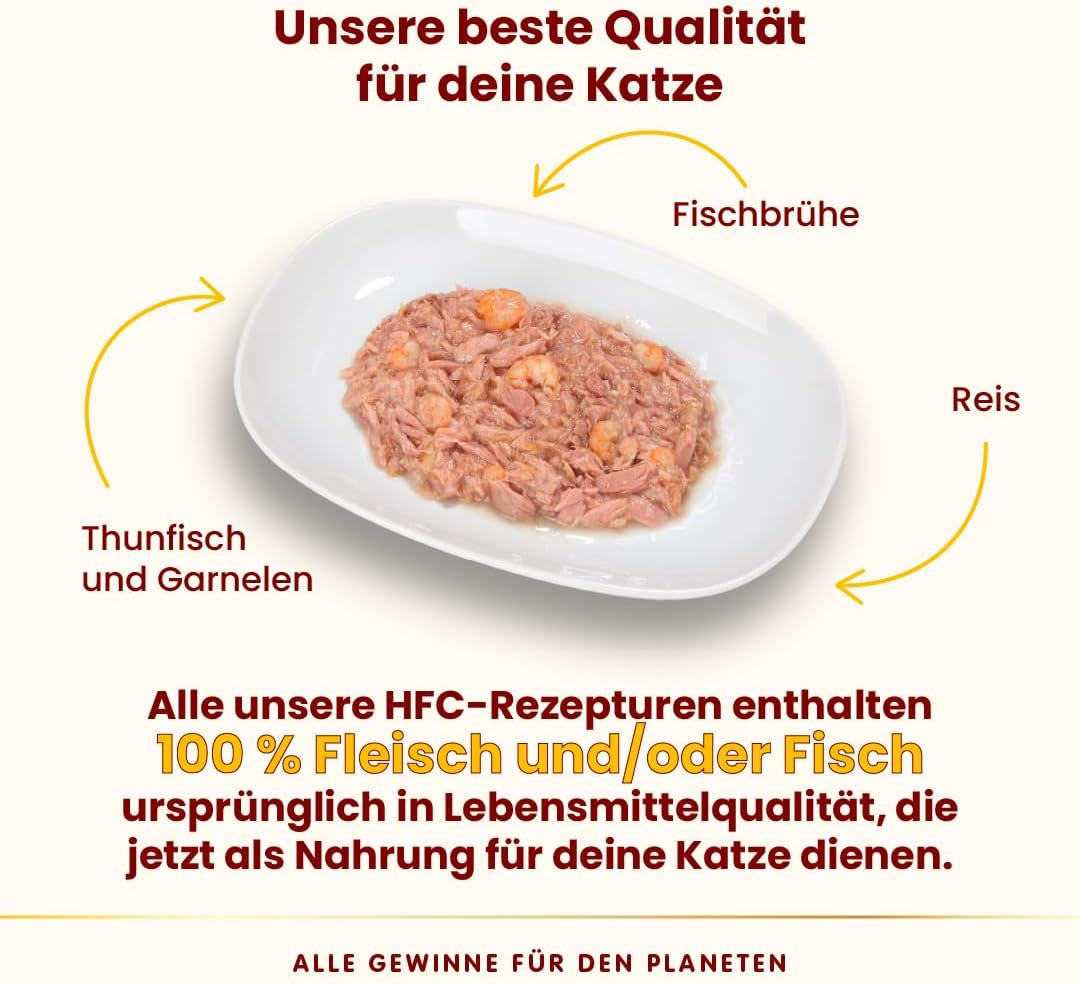 Almo Nature HFC Cibo umido naturale per gatti - Tonno e gamberetti, confezione da 24 (24 x 70 g)