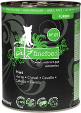 Alimento umido per gatti Catz Finefood Purrrr Horse Monoprotein n. 123, per gatti con digestione sensibile, contenuto carne 70%, 6 scatole x 400 g