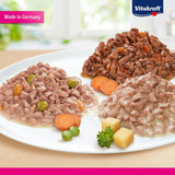 Vitakraft Poésie Création, Tender Selection, Cibo umido per gatti, Cibo umido per gatti in salsa, con pollo, con tacchino, con manzo, senza zuccheri aggiunti e cereali (1 confezione da 6 x 85g)