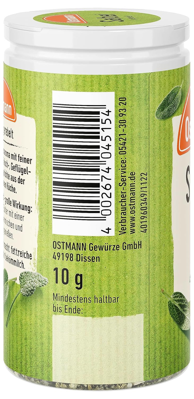 Ostmann Gewürze - Sage gerebelt | Würziges Kräuteraroma für Fleisch- und Gemüsegerichte | 10 g nella dose
