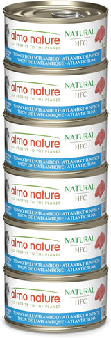 Almo Nature HFC Natural - Alimento umido per gatti adulti - Tonno Atlantico - Qualità umana, Senza glutine e Monoproteico - 6 x 70g