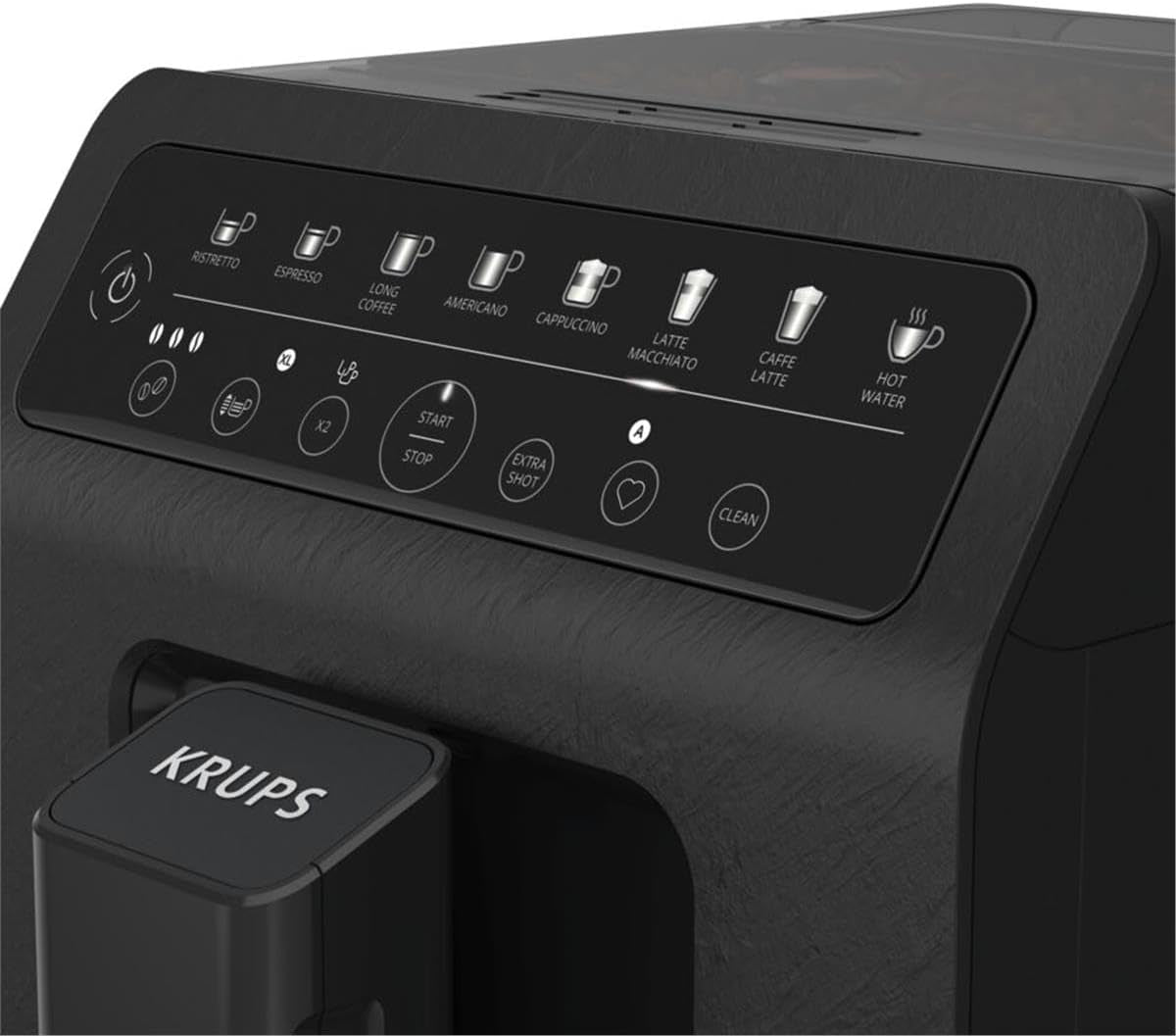 Macchina per caffè espresso automatica Krups EA897B Evidence ECOdesign, funzione automatica espresso e cappuccino, tecnologia Quattro Force, tazze per il latte one-touch, 8 preimpostazioni, sistema del latte, 1450 W