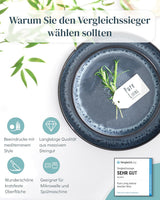 Servizio stoviglie 18 pezzi in gres ceramica per 6 persone, design Ibiza, VINCITORE DEL TEST. Uno splendido set di stoviglie mediterranee in gres ceramico comprensivo di ciotole e piatti. Set di stoviglie Pure Living in blu fumoso.