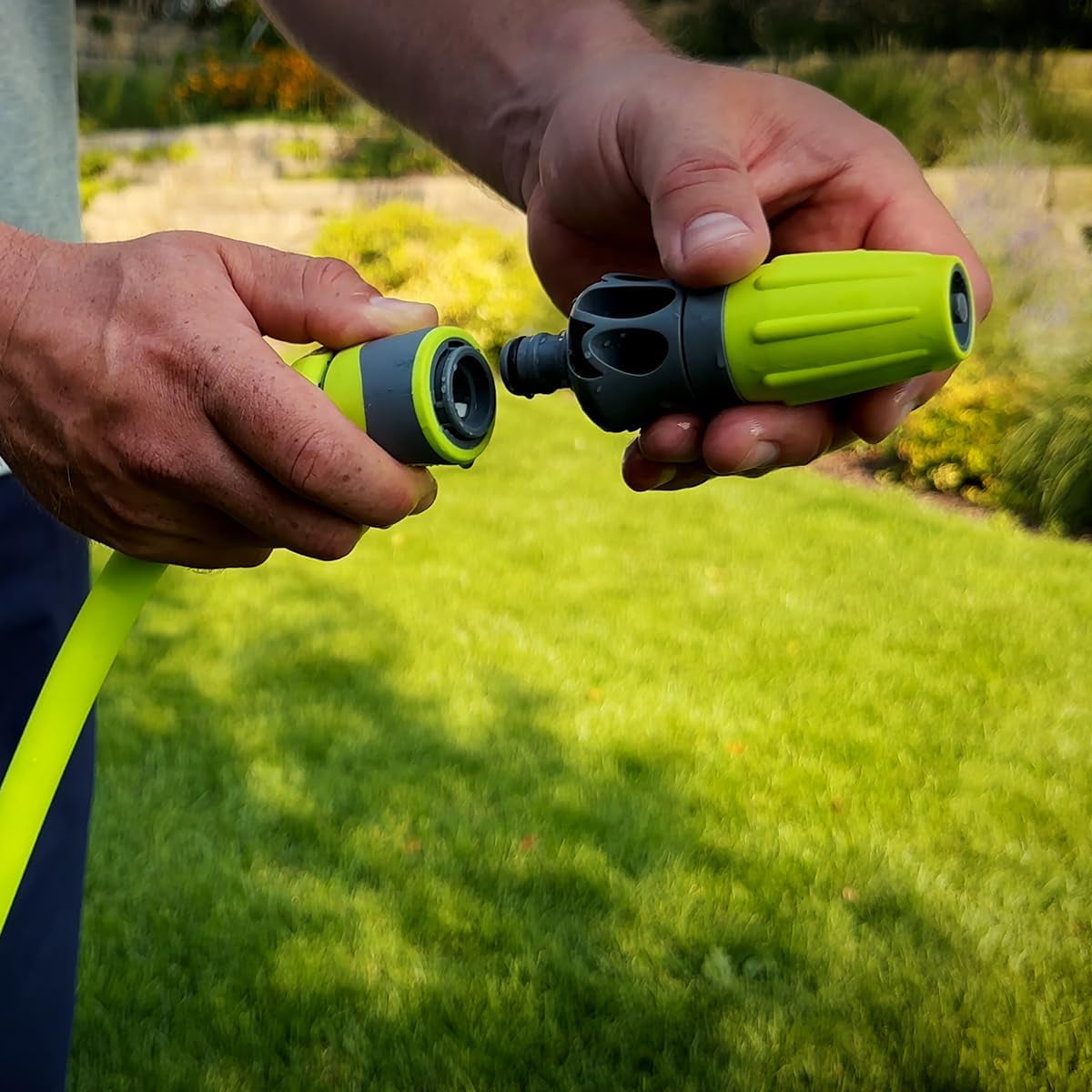 Set tubo da giardino a collegamento rapido, 1/2 pollice x 50 piedi, resistente, leggero, sicuro per l'acqua potabile - hfzg12050qn
