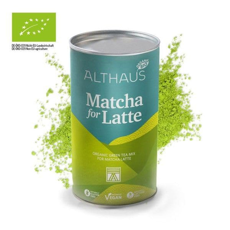 Matcha per latte Miscela di tè verde con zucchero di canna, 400 g, vegano, per 20 porzioni