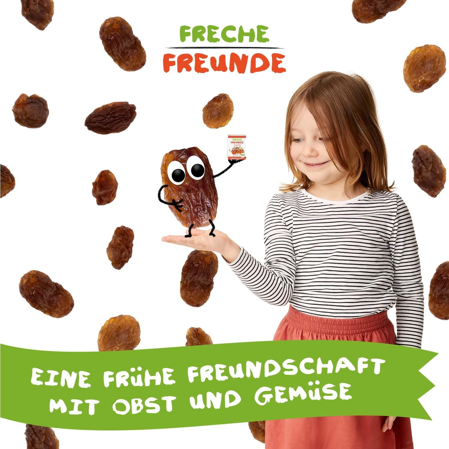 FRECHE FREUNDE Uvetta biologica, Trockenfrüchte ohne Zucker, ohne Zusatzstoffe, ungeschwefelt, in kleinen Snackboxen, Sultaninen für Kinder, confezione da 20, 20 x (3x14g)