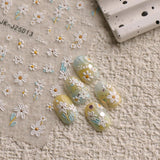 JMEOWIO 3D Nagelsticker Blumen Nail Art Sticker Selbstklebend Nagelaufkleber 5D Stereoscopico Estate Frühling Blumen Dekoration Nageldesign Zubehör 4 Blatt