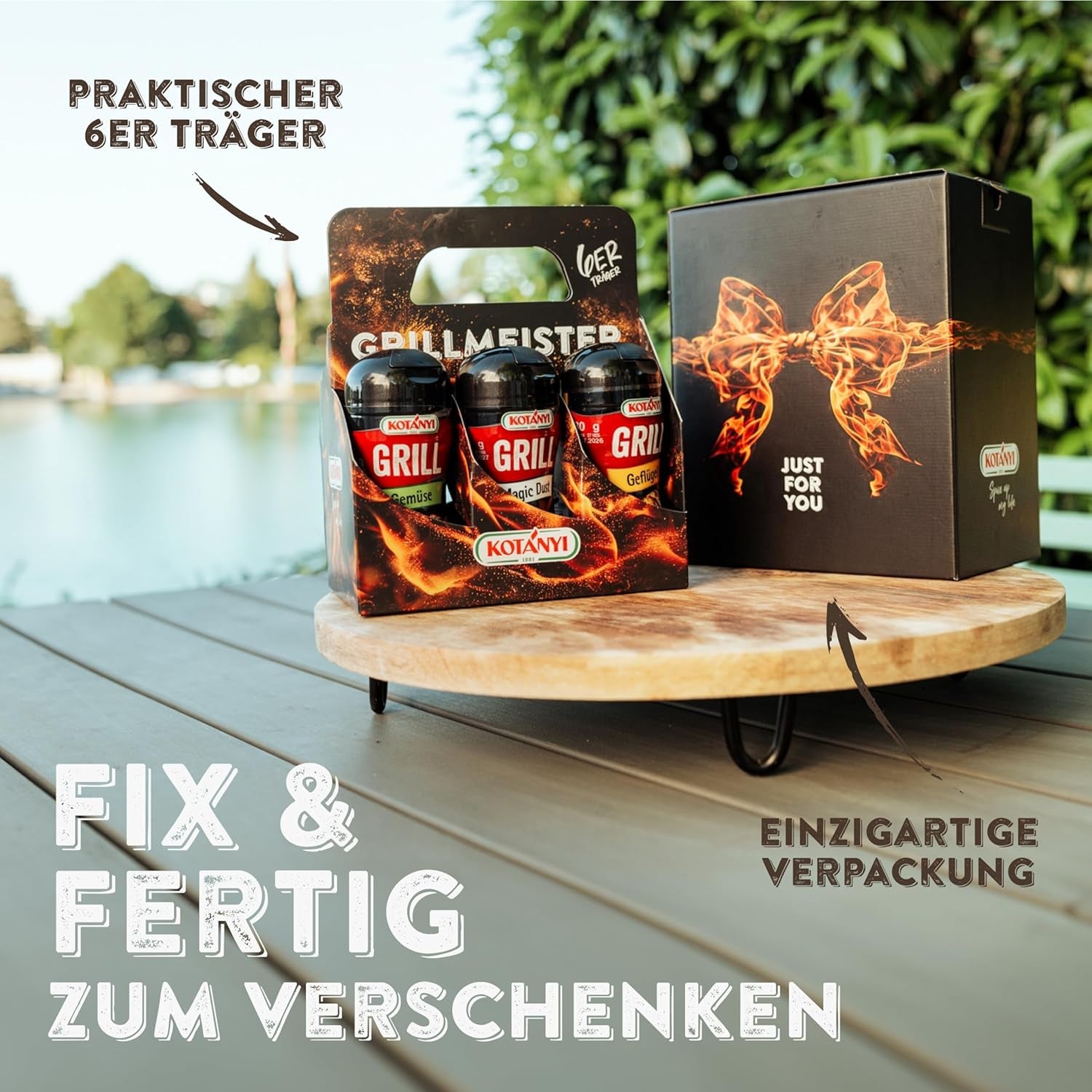 KOTÁNYI Set regalo spezie per griglia - 6er Carrier - Regali per uomo - Grill Zubehör & Spice Set für jedes BBQ - Grill Zubehör inkl. Polvere magica - [Jetzt Geburtstagschenken für Männer bestellen!]