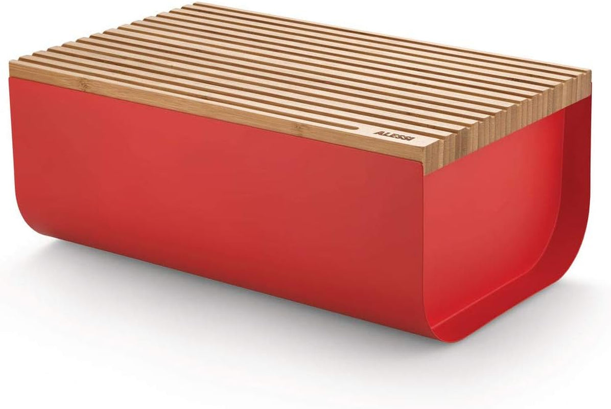 Alessi Mattina BG03 R - Cestino per il pane in acciaio inox con resina epossidica e legno di bambù, rosso Contenitori per alimenti Naty Shop Rosso Taglia unica