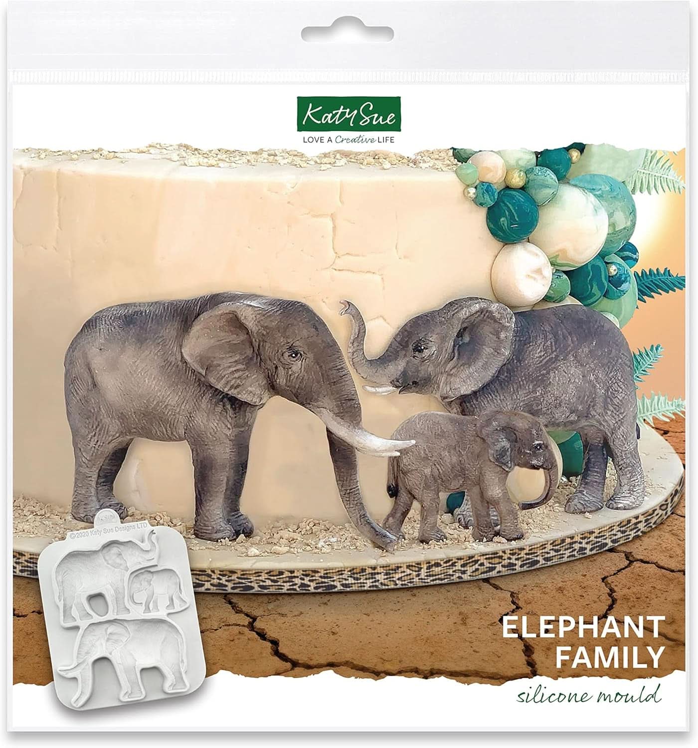 Katy Sue, Stampo in silicone Famiglia di Elefanti Cucina Naty Shop
