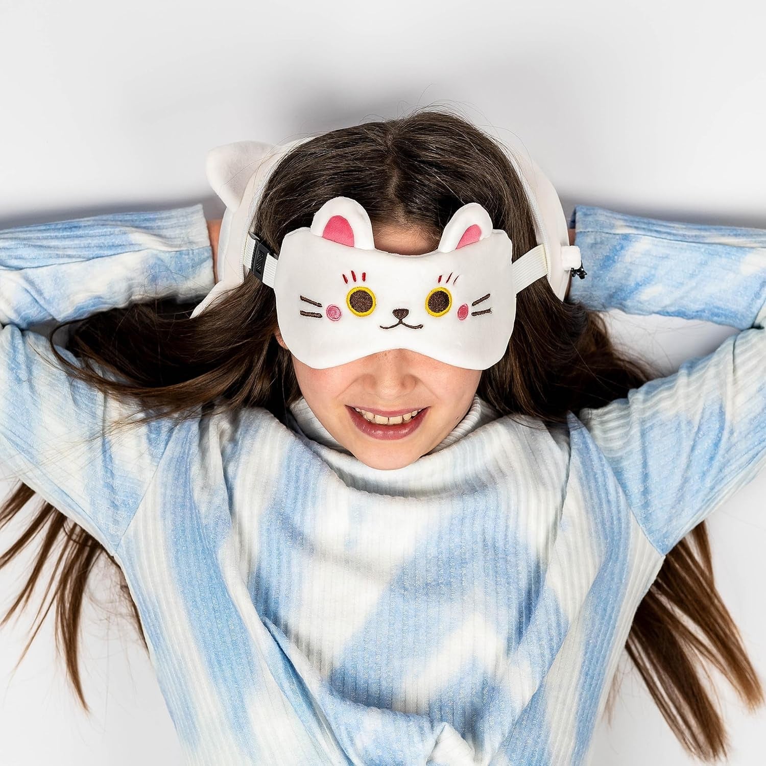 Cuscino da viaggio con maschera Relaxeazzz - Portafortuna gatto Maneki Neko Cuscini da viaggio Naty Shop