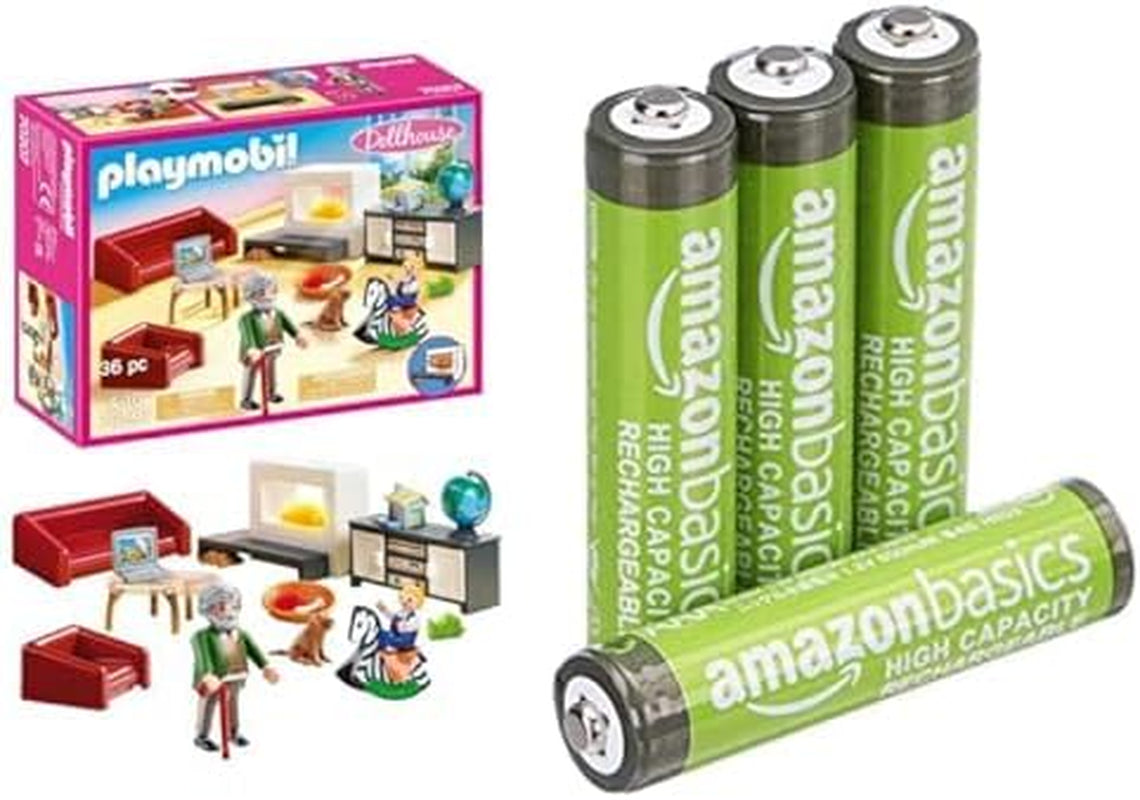 Amazon Basics Confezione da 4 batterie AAA per casa delle bambole illuminata da 850 mAh, per soggiorno, dai 4 anni in su
