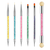 Sularpek 6 Pezzi Pinsel per Nail Art, Pinsel per Nail Art, Set di Pinsel per Nail Art, Set di Pinsel per Nail Art, Strumenti per punteggiare Nail Art con 1 applicatore a pennello in spugna, Accessori per Nail Art per design fai da te per Nail Art