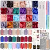 EBANKU 576 pezzi di unghie artificiali con stampa breve con colla per unghie, 12 colori per unghie artificiali corte opache, 8 unghie artificiali corte lucide, 4 unghie artificiali glitterate